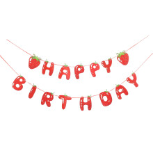 Bannière d'anniversaire fraise en papier rouge (1 lot)