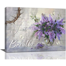Obraz ścienny na płótnie „Farmhouse Lavender” „Just Breathe” 16x12 cali