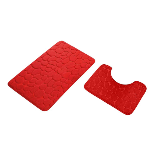 Ensemble de 2 tapis de bain en mousse à mémoire de forme effet galets