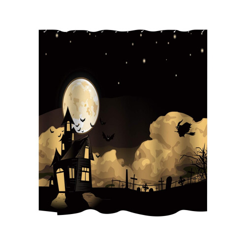 Halloween-tryckt duschdraperi i polyester 180x150 cm