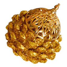 Brûleur d'encens en résine dorée et pomme de pin (1 pièce)