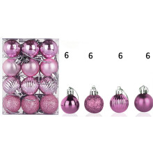 Pink glitter Christmas tree ornaments set 12 pcs
