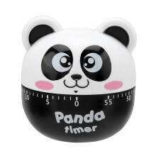 Konyhai rajzfilm időzítő, mechanikus konyhai időzítő kézi panda alakú számlálók főzéshez, időzítő eszköz mini méret (fekete)