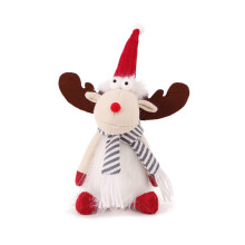 Elk Plush Toy with Scarf 25cm Grey and Red