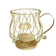 Coffee Pod Holder Black Wire with Wooden Base 12-Pack