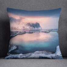 Cotton Linen Pillow Case Snow Sky Pattern 2 pcs
