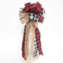 Christmas tree topper red black white buffalo plaid handmade