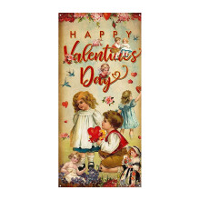 Deroro Valentine's Day door cover red hearts cat design 6x3