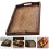 Bandeja de té rectangular de ratán y madera natural, 30x25 cm. 1