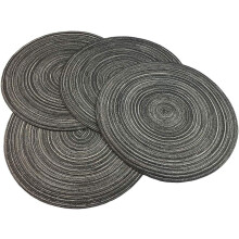 Ronde gevlochten placemats set van 4, 38 cm, katoen-ramie