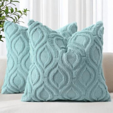 Ensemble de housses de coussin 50 x 50 cm en fausse laine et velours bleu-gris