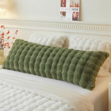 Housse de coussin de corps en fausse fourrure de lapin 51 x 137 cm, vert sauge