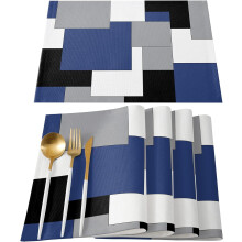 Marineblauwe katoenen linnen placemats set van 4