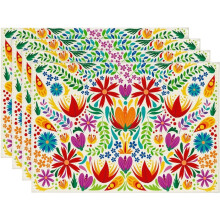 Set van 4 placemats met Mexicaans Fiesta-thema, 30 x 45 cm