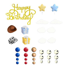 34Pcs Cowboy Hat Cake Topper for Western Themed Birthday Party Boys Girls