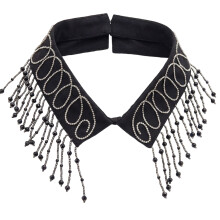 Tassels Beaded Detachable Collar Neck Accessory for Women-Black