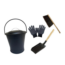 Ash Bucket Fireplace Bucket Metal,Ash Can Efficient Accessories,with Gloves