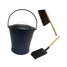 11.2L Ash Bucket Iron Black Fireplace Bucket for Hearth Wood Stove Fire Pits