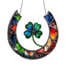 Stained Glass Window Hanging Decorative for Holiday Indoor Valentine's Day