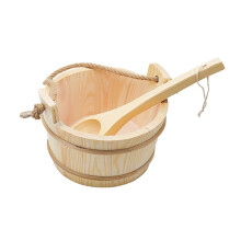 Wood Sauna Bucket and Ladle Portable Multipurpose with Handle Wear Resistant