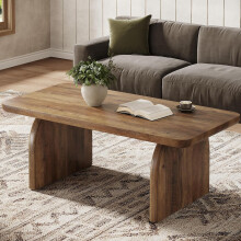 Tribesigns Couchtisch für das Wohnzimmer, 119 cm (47 Zoll) großer rechteckiger Couchtisch im Landhausstil mit abgerundeten Ecken