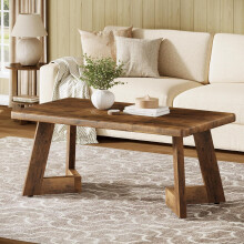 Tribesigns Couchtisch im Landhausstil mit V-förmigen Beinen, 120 x 60 cm