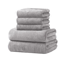 Ensemble de 5 serviettes de bain Elainilye – 2 grandes + 3 serviettes à main, grises