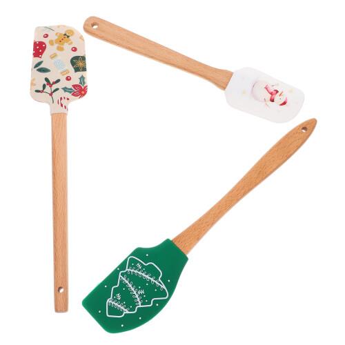 Ensemble de spatules de cuisson en bois et silicone 2
