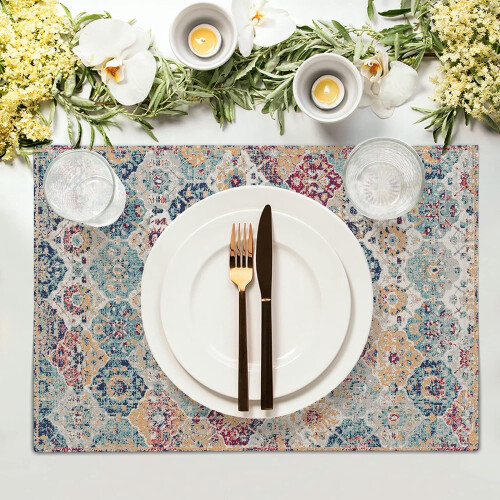 Set de 4 sets de table bohèmes en lin, 45,7 x 30,5 cm 2