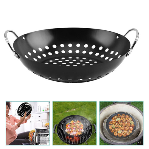 Wok de barbecue en acier au carbone avec double poignée 2