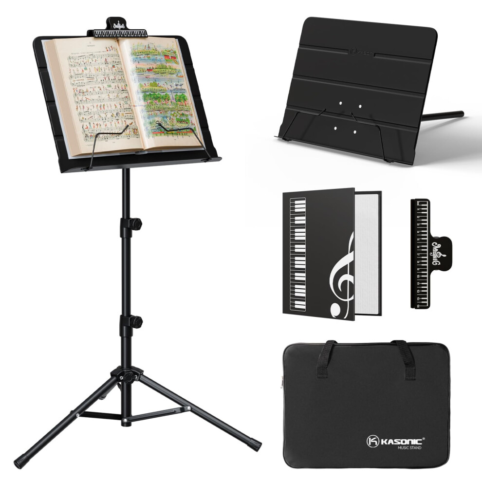 K Kasonic Foldable Music Stand, 2 In 1 Collapsible Music Stands With M
