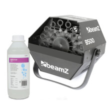 BeamZ B500 Bubble Machine with Fluid - High Output DJ Bubble Blowing Machine, Compact Design, 550ml Tank, 1L Fluid Included, Perfect for Parties and
