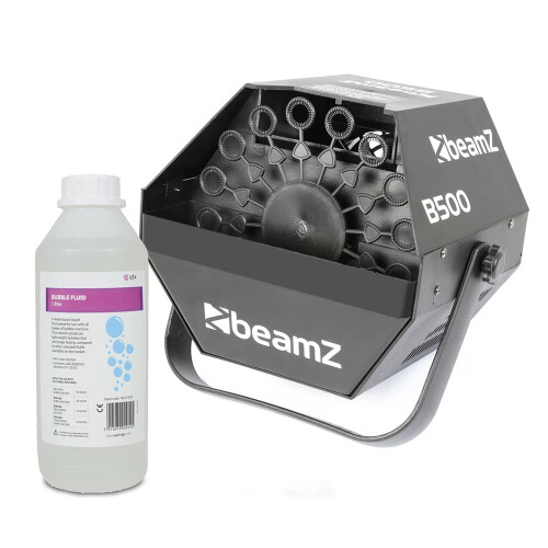 BeamZ B500 Bubble Machine with Fluid - High Output DJ Bubble Blowing M
