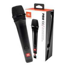 JBL PBM100 Wired Dynamic Vocal Microphone with 6.3 to 3.5 mm Plug-In Adapter Cable and Cardioid Polar Pattern, Black