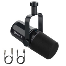 FDUCE SL40 Vocal Dynamic Podcast Microphone for Gaming, Live Streaming & Recording, Built-in Headphone Output, LED Mute Button, All Metal USB/XLR Car