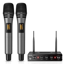 TONOR TW350 Wireless Microphones for Singing,UHF Handheld Dynamic Karaoke Mics& Receiver for Devices with XLR, 6.35mm & 3.5mm Audio Interfaz, 60 m fo