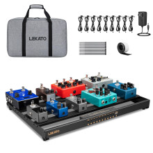 LEKATO Pedal Board with Built-in Power Supply, 19.1 * 12.2 * 1.8 in Large Effect Pedalboard, Aluminum Alloy PedalBoard Set with Carrying Bag, Pedal C