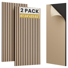 SVILINEK Soundproofing Panels Wood Veneer Acoustic Panels 47.24"x23.62" Self-Adhesive 3D Sound Absorbing,for Sound Absorbing (Natural Oak Effect, 2 P