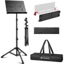 CAHAYA Foldable Sheet Music Stand Heightened to 170CM - Matte Black Material Not Easy to Leave Fingerprints and Three Fold Panel for Portability and