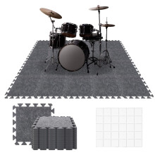 20 Pieces Sound Absorbing Interlocking Floor Mats, 11.8 x 11.8 x 0.4 inches High Density Felt Soundproof Panels Non-Slip Anti Vibration Puzzle Acoust