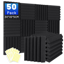 50 Pack Sound Proofing Panels, 2" X 12" X 12" Acoustic Foam Wall Panels, Soundproofing Wedge Panels, Sound Absorption Wall Panels, Sound Proof Panels