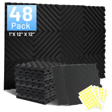 48 Pack Sound Proofing Panels, 1" X 12" X 12"Acoustic Wall Panels, Soundproofing Acoustic Foam Panles, Sound Proof Panels, Sound Absorbing Panels for