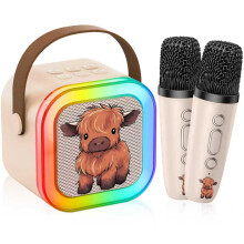 Karaoke Machine Kids, Upgrade Karaoke Machine 2 Wireless Microphones, Mini Karaoke Bluetooth Speaker with Party Led Lights, Gifts for Boys Girls Chil