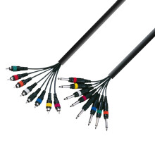 Adam Hall 3 Star Series 5m 8x 6.3mm Jack Mono to 8x RCA Male Multicore Cable