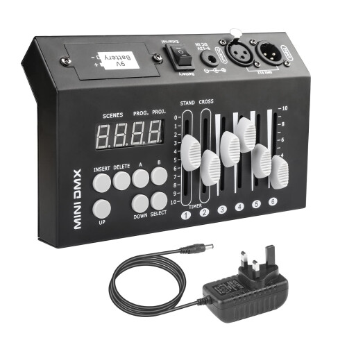 Dmx Controllers with 9V Battery, Small Dmx Light Controller, Dj Controller Lights Dmx512 Decoder, 54 Channel Mini Portable Dmx Controller Lighting