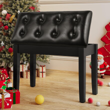 MAMIZO Piano Stool, Piano Bench with Large Storage, Dressing Table Stool, PU Leather Padded Cushion Wooden Keyboard Seat for Vanity, Bedroom, Living