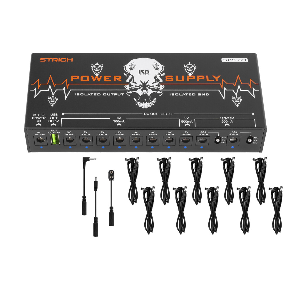 Strich Sps-60 Guitar Pedal High Power Supply, 10 Totally Independent D