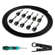 GHOSTFIRE Solderless Pedalboard Cable Kit, 6.5ft Cable & 10 Nickel Plated Copper Tip Connectors for Guitar Effects & Pedal Board, DIY Custom Patch Ca