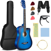CAHAYA Acoustic Guitar 38 Inch Full Size Musical Instrument Blue