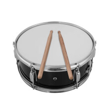 Lechnical 12inch Snare Drum Head with Drumsticks Shoulder Strap Drum Key for Student Band(Black)